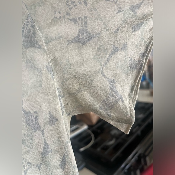 Vintage Sheer Maxi Dress Cottage Floral Green Small Sundress Short Sleeve - Picture 9 of 12